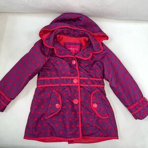 London Fog Girls 5 Heart Fleece Jacket - Purple and Red
